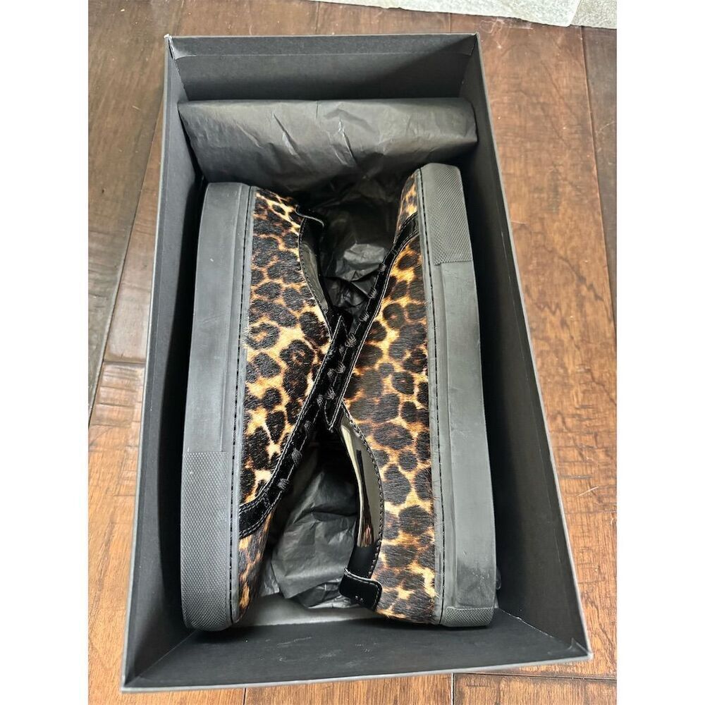 The Kooples Unisex Leo Poulain Leather Leopard Sneakers Size 9-9.5 Mob Wife - Picture 8 of 11